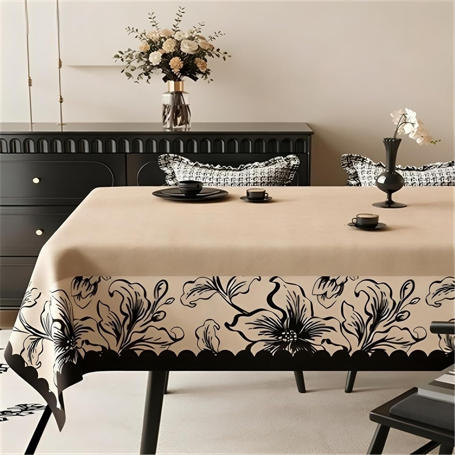 KIJyfgTR Vintage-print Wipeable Tablecloth – Ideal For Outdoor Gardens And Festive Parties(Floral,140x200cm)