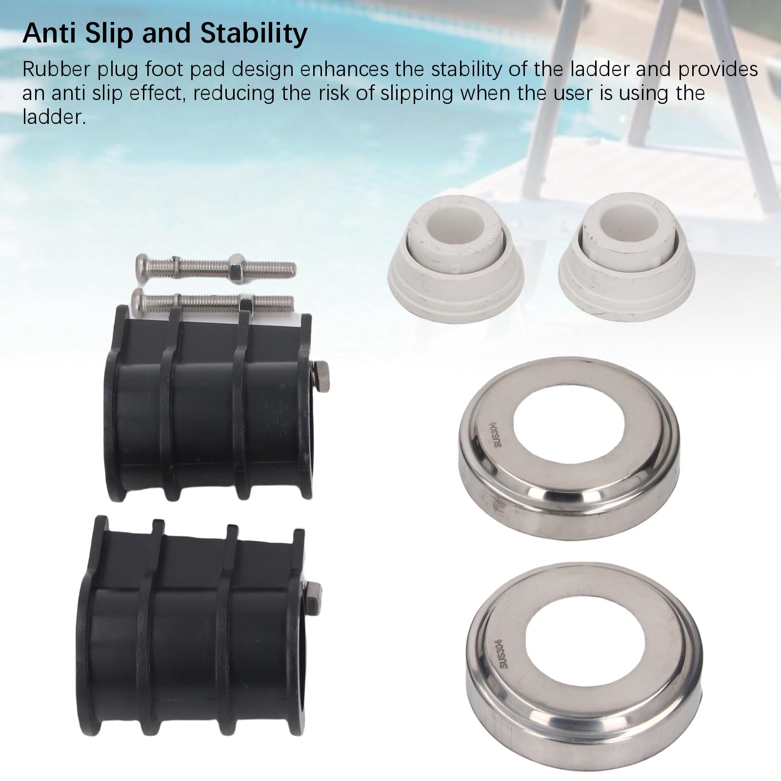 Kit de remplacement d'échelle de piscine |- Acier 304 résistant |pour 42mm