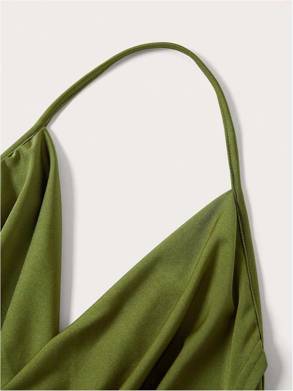 Women's Draped Backless Halter Top Asymmetrical Hem Slim Fit Camisole Top Clubwear - Image 3