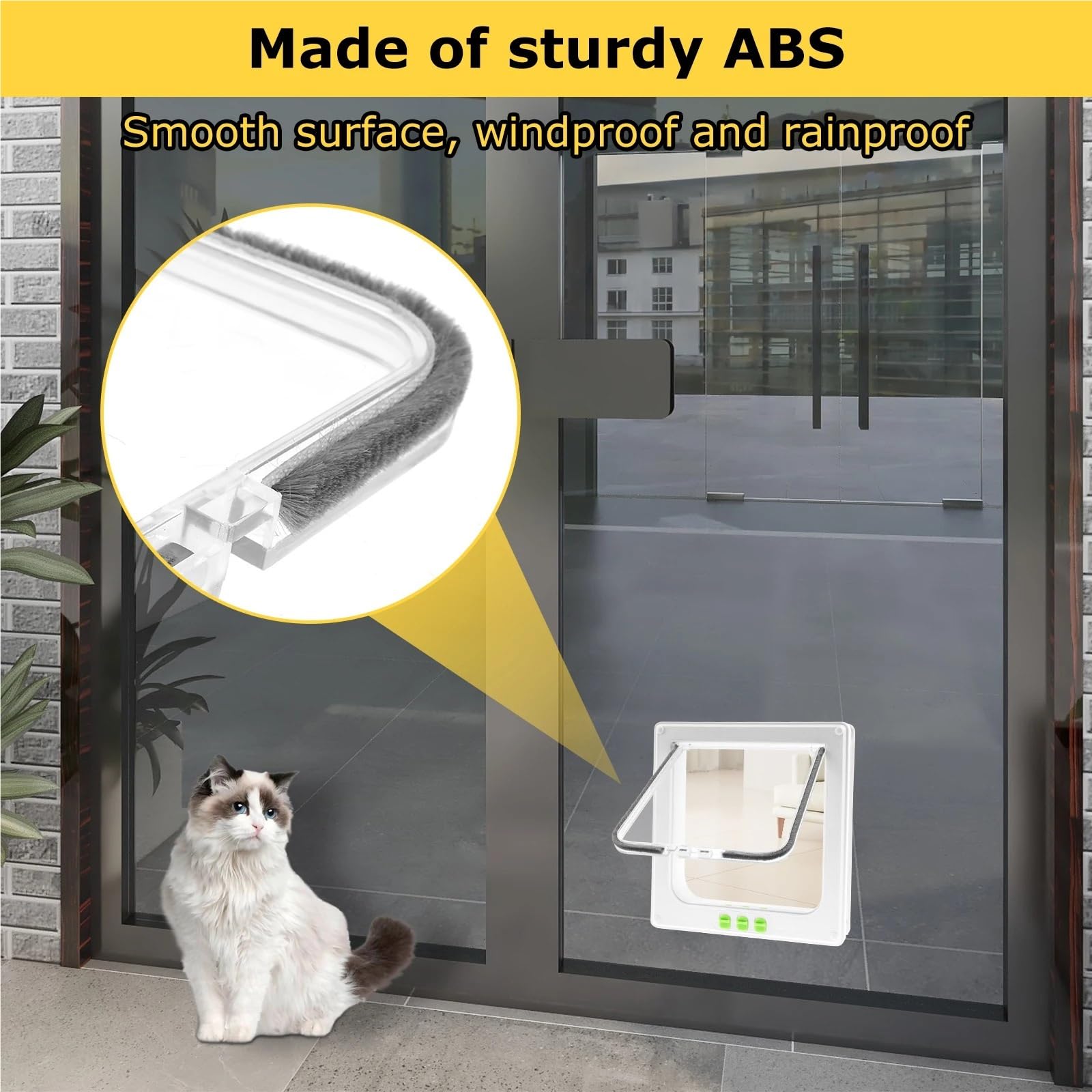 Chatiere pour Chat Porte intérieure résistante aux intempéries for Animaux de Compagnie, avec Serrure à 4 Voies, Facile Installer, for Armoire, Garage, buanderie, Placard pour Porte(White)