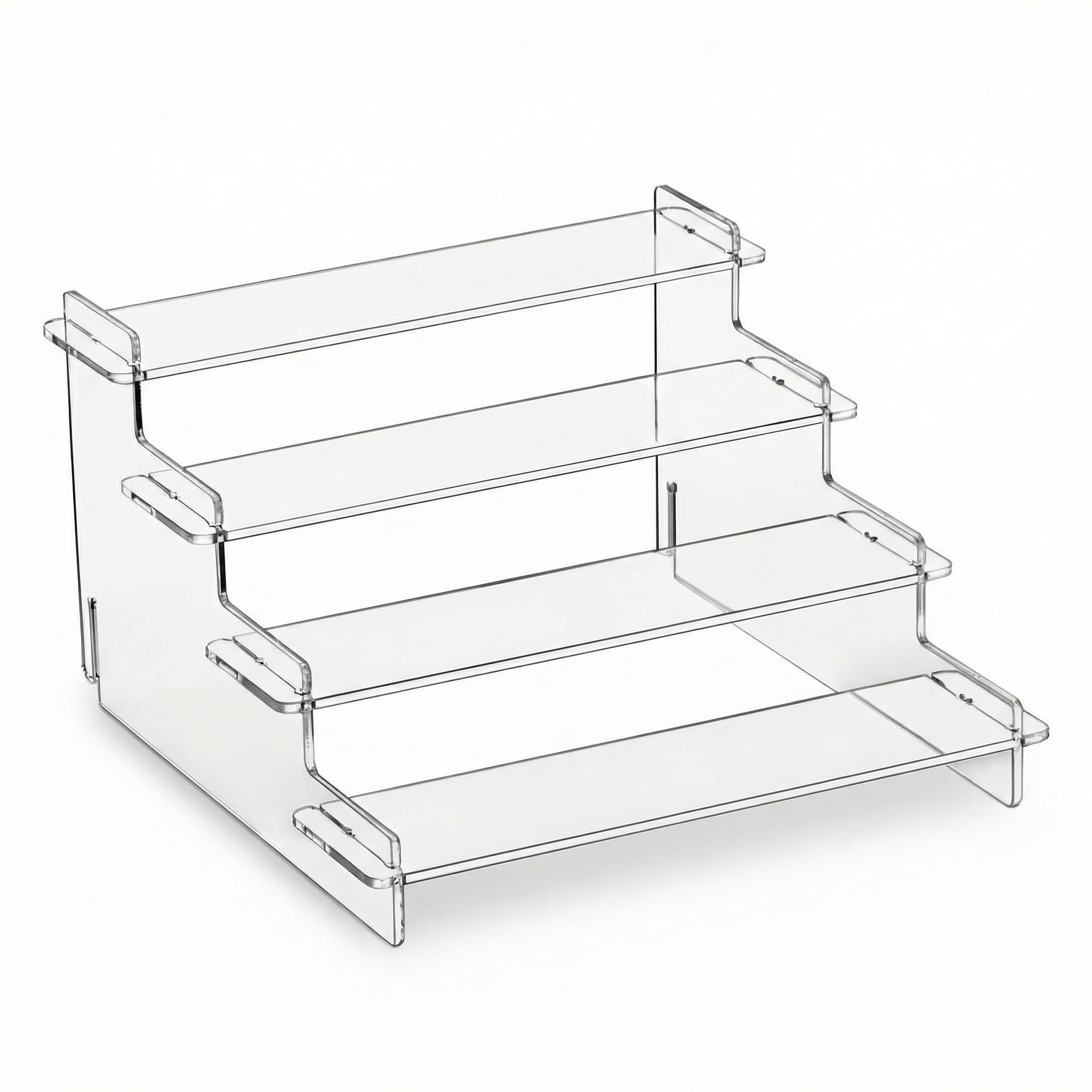 QWORK® 4 Step Clear Acrylic Display Stand Perfume Stand Figure Organizer, Acrylic Riser for Perfumes Nail Polish Pop Figures Cupcakes Desserts (20 x 20 x12 cm)