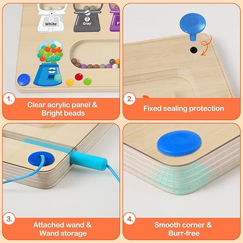 Miniatura 3 de Letapapa Laberinto magnético de colores y números, juguetes Montessori para niños de 3 años en adelante, tablero de rompecabezas de madera a juego