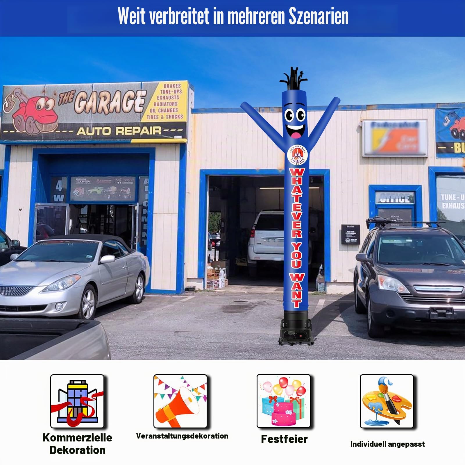 Aufblasbarer, personalisierbarer Schlauch, 6 m hoch, 45,7 cm Durchmesser, für Outdoor-Dekoration, Werbung und kommerzielle Veranstaltungen