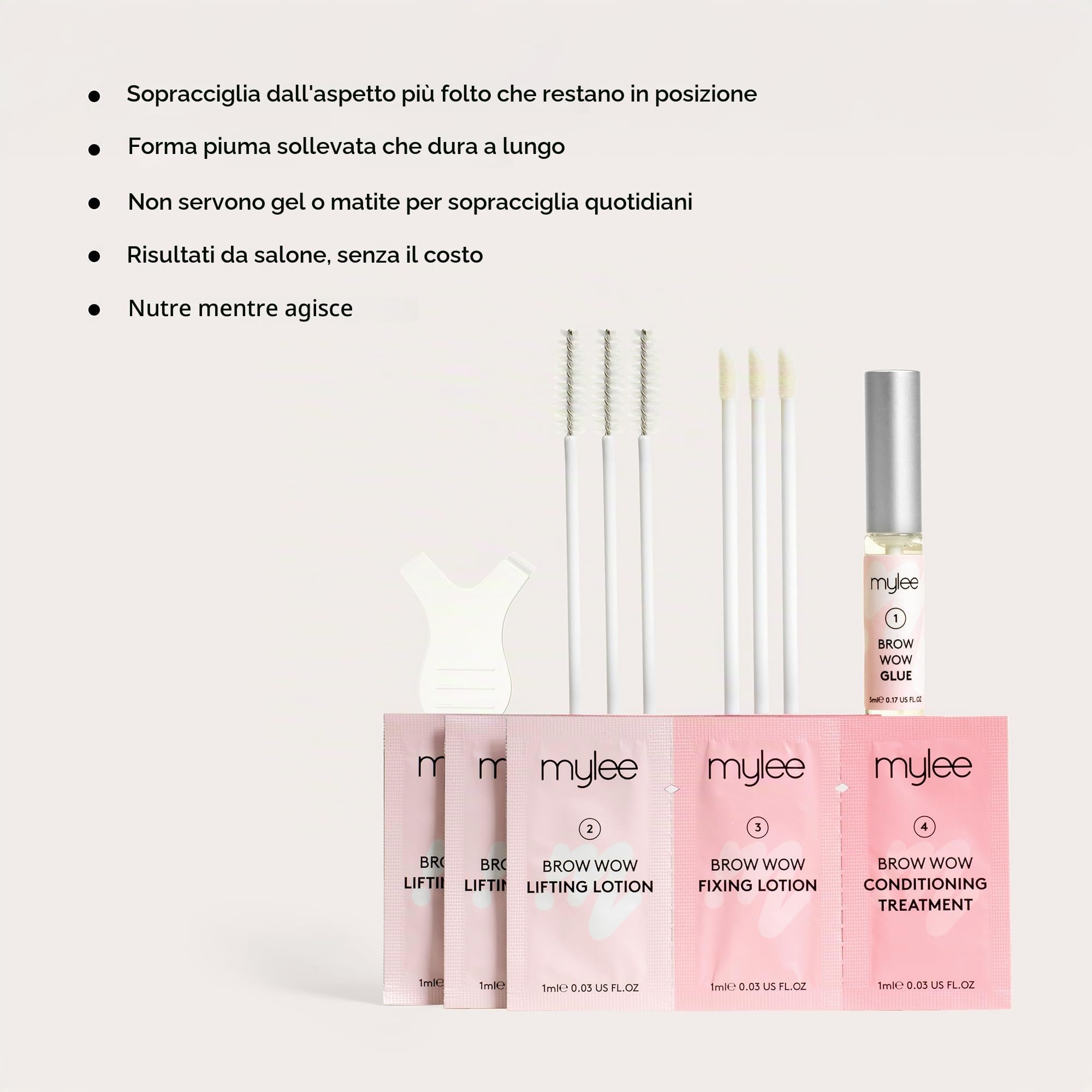 Mylee Kit Laminazione Brow Wow, Dura Fino a 4 Settimane | Laminazione Sopracciglia Qualità da Salone a Casa, Sopracciglia Folte in Pochi Minuti, Sistema in 3 Fasi, 3 Applicazioni