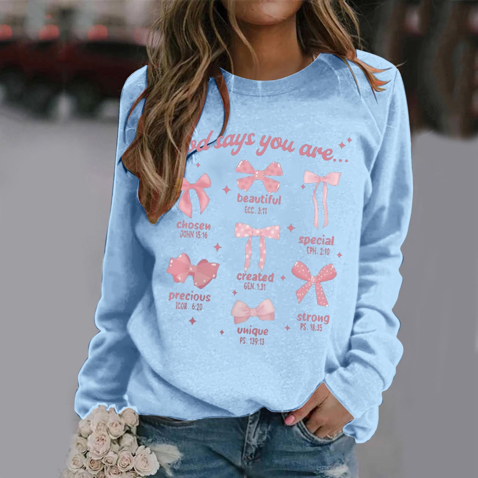 Sudadera de Manga Larga, Moda Informal, Holgada, sin Capucha, Cuello Redondo, para Temporada navideña