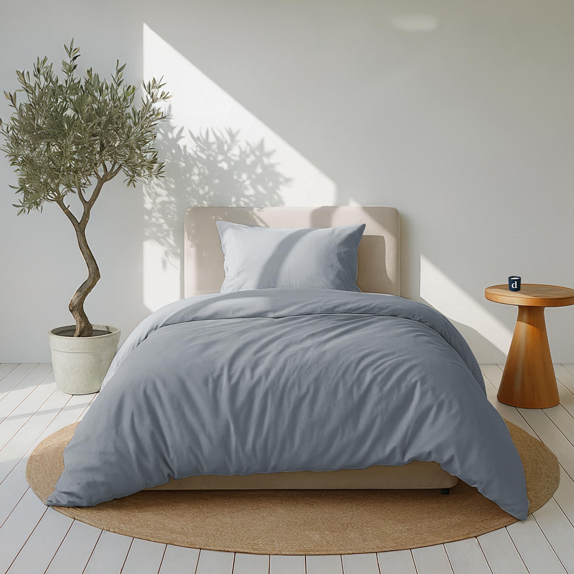 Dreamzie Bettwäsche Set 135x200 Mako Satin - Grau - 1 Bettbezug 135x200 cm mit 1 Kissenbezug 80x80 cm - Oeko-Tex Zertifiziert - Bettwäsche 135x200 Baumwolle 2teilig