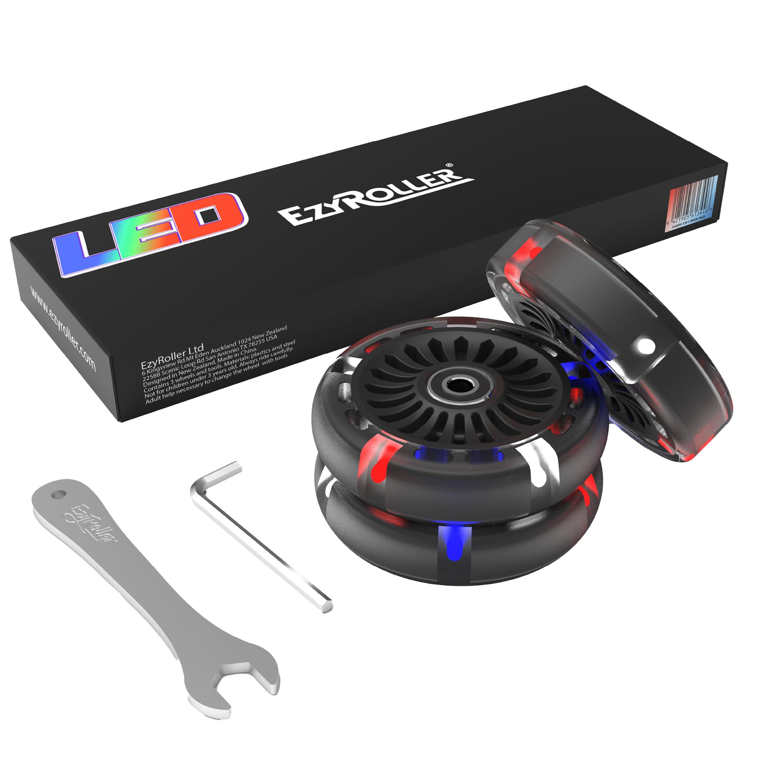 EzyRoller LED Light-Up Replacement Wheels 3-Pack for Classic and Drifter - Dynam