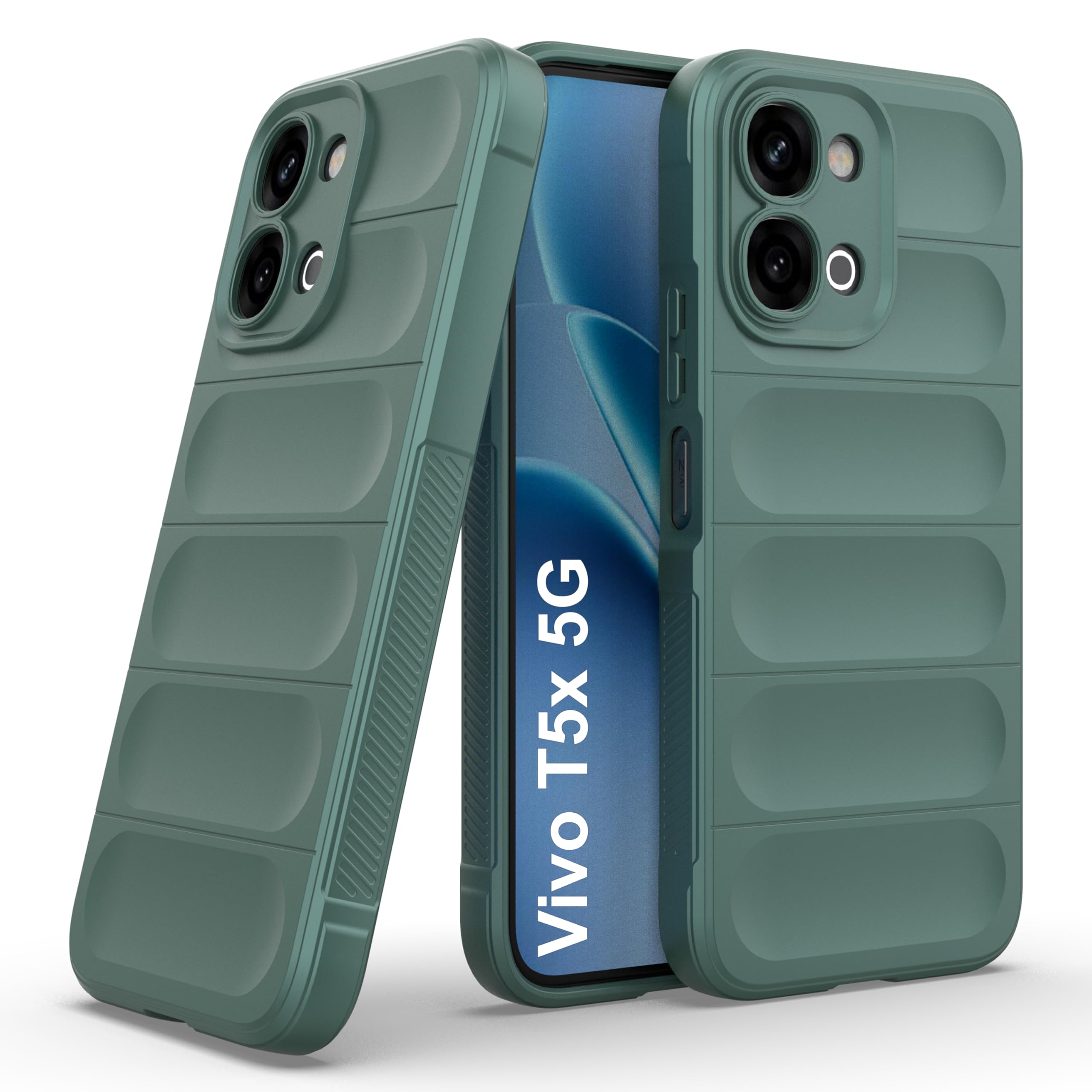 Zapcase Vivo T5x 5G Back Case Cover, Dark Green Magic-Dark Green - Image 1