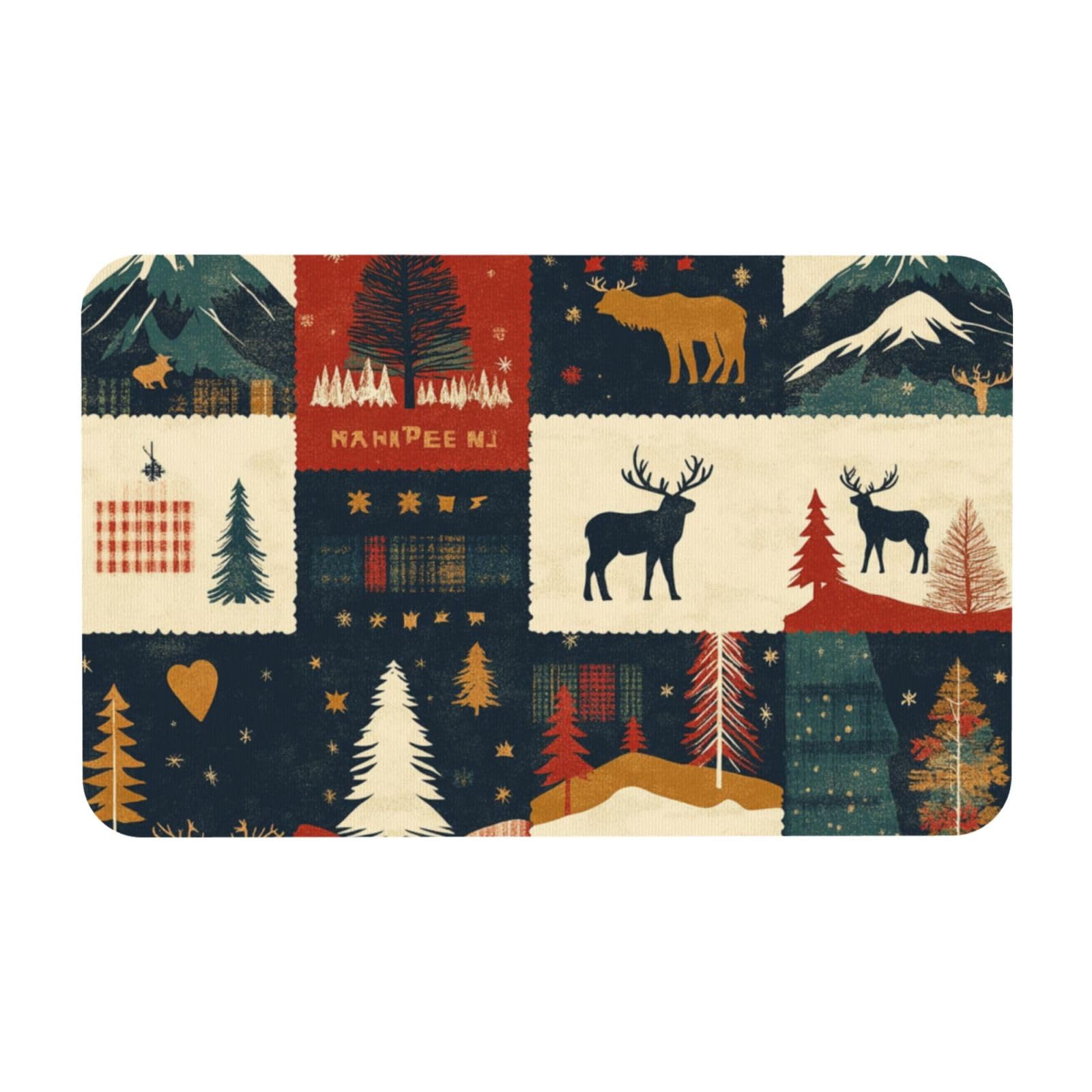 Tapis de propreté pour entrée et terrasse : Paillasson intérieur motif Noël déco rétro 50x80