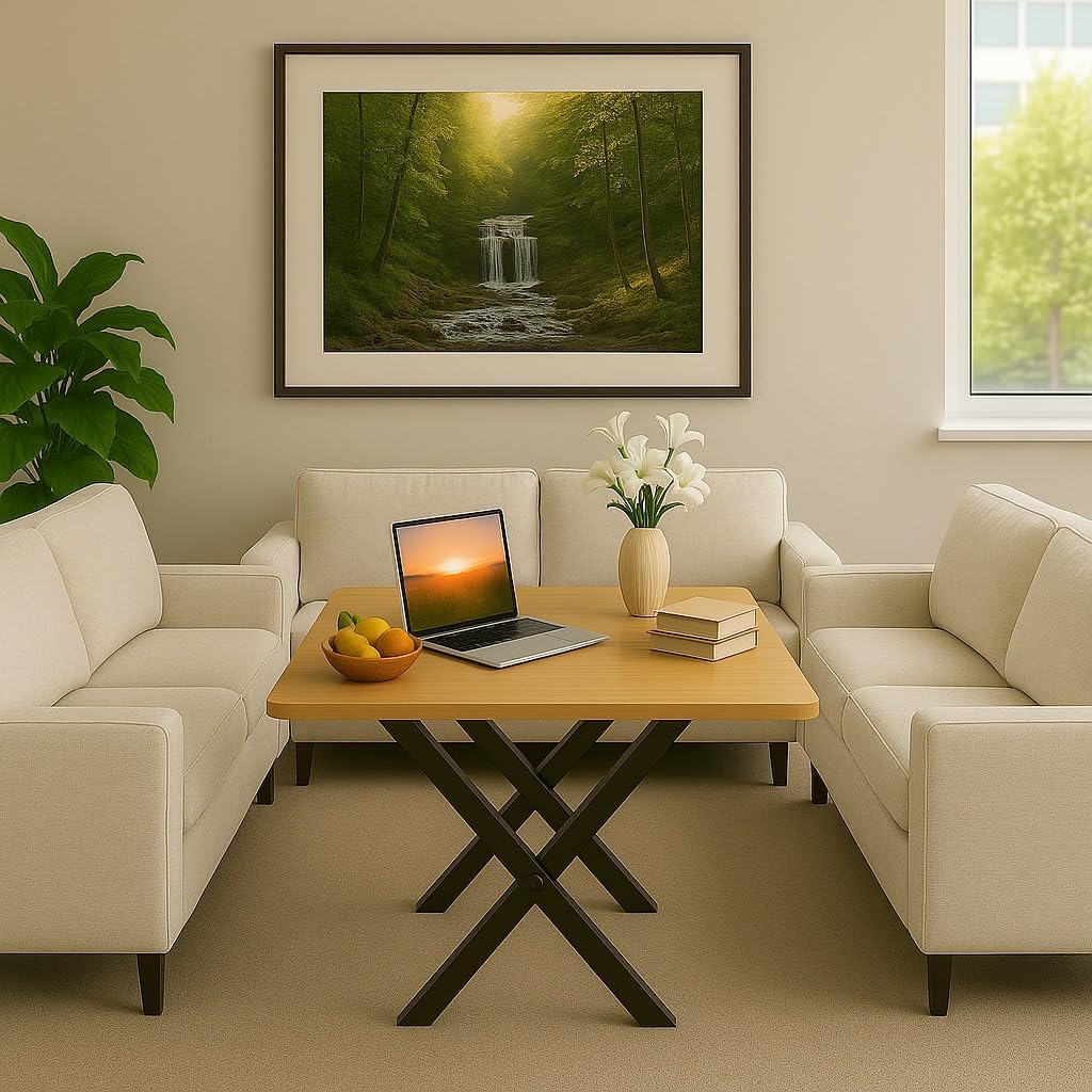House of Akasha Multi-Purpose Portable Foldable Wooden Dining Table, Yellow 2