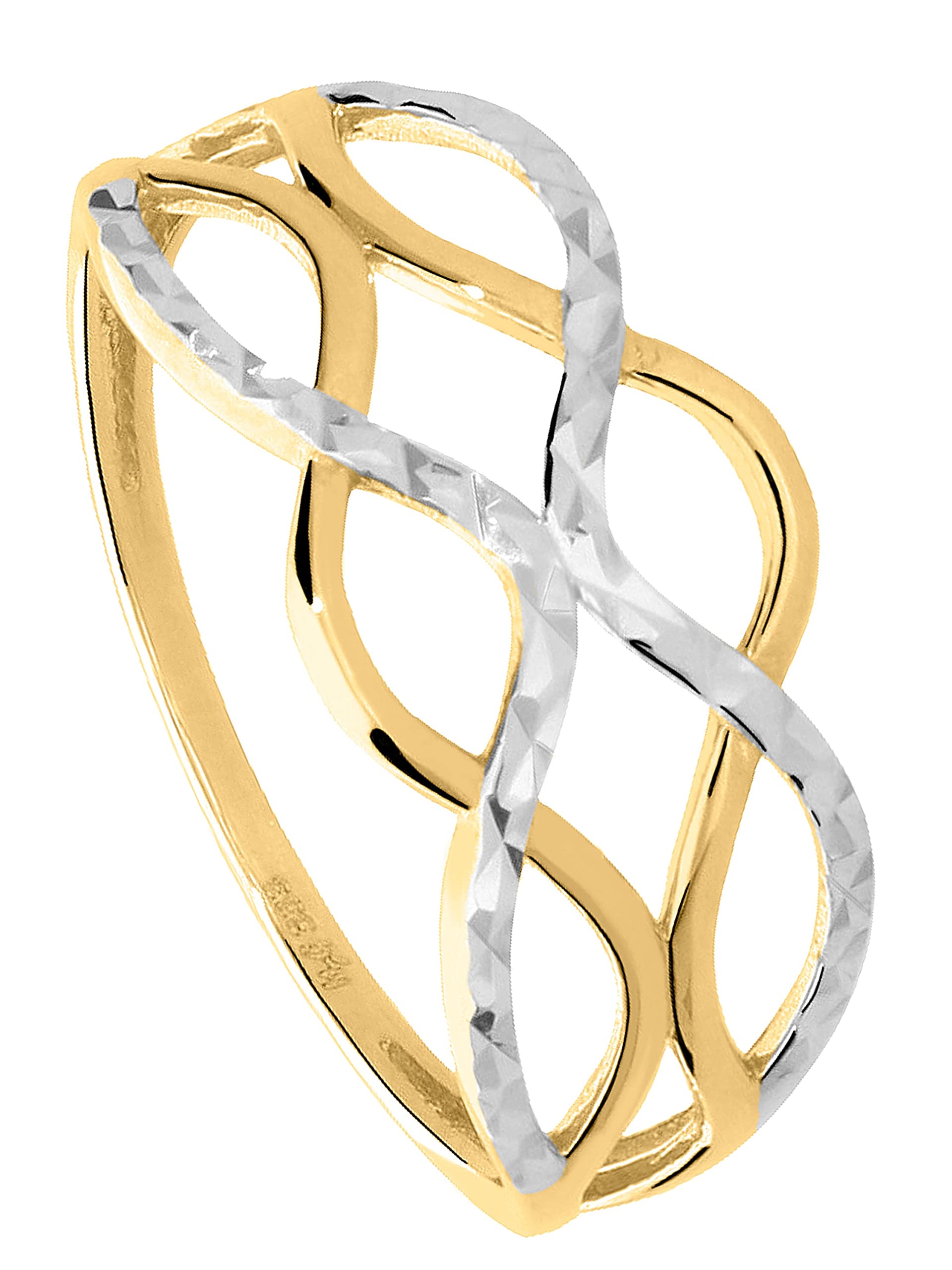 My Gold Damen Ring Gold 333 Echtes Weissgold Gelbgold (8 Karat) Ohne Stein Gr. 62 Damenring Goldring Emeni R-07931-G362-W62