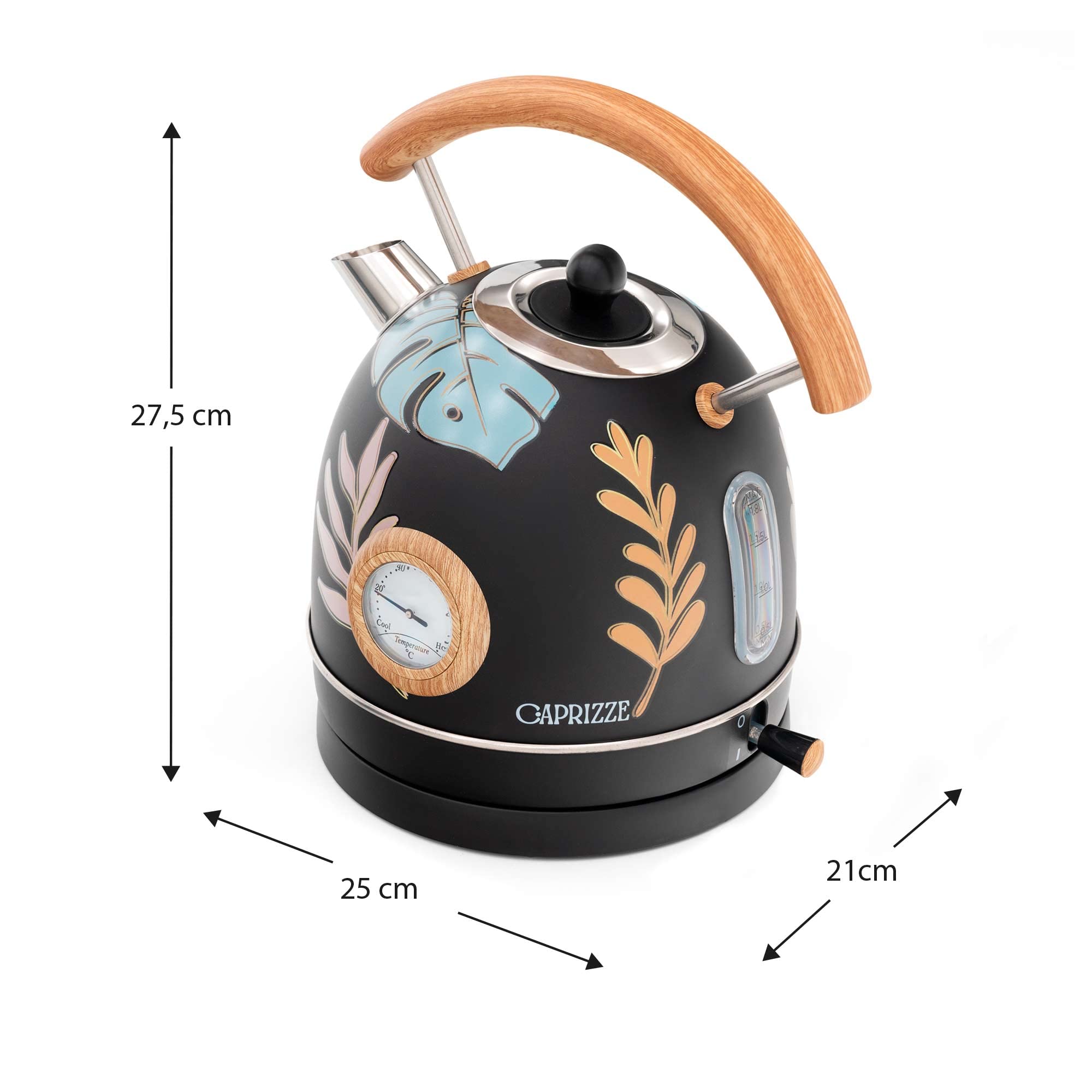HERVIDOR/KETTLE ELÉCTRICO "NARA NEGRO DISEÑO - COLOR LEAVES" 2200W NATURE ECO DESIGN Cura della persona e salute