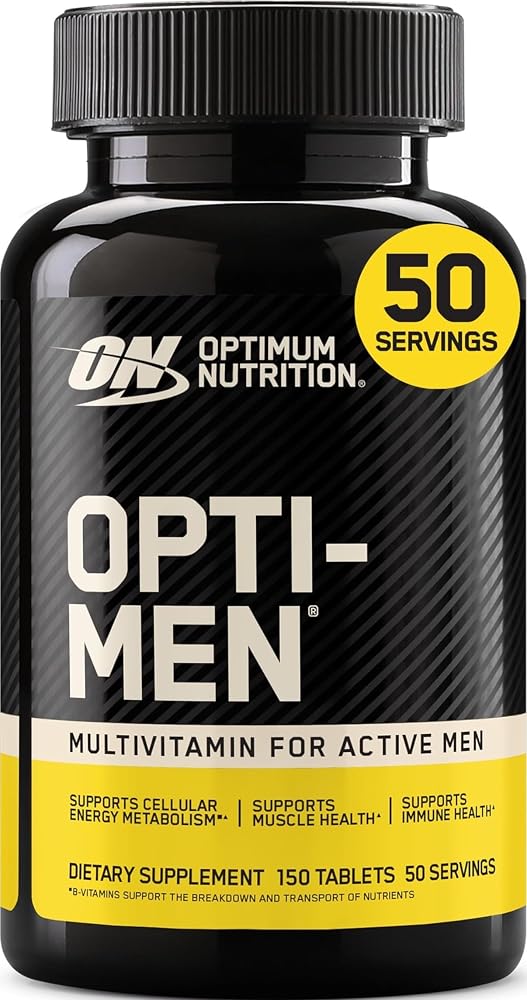 Suplemento multivitamínico diario Opti-Men, vitamina C, zinc y vitamina D, E, B12 para hombres de apoyo inmunológico, 150 unidades (el empaque puede variar)