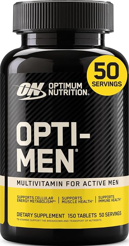 Suplemento multivitamínico diario Opti-Men, vitamina C, zinc y vitamina D, E, B12 para hombres de apoyo inmunológico, 150 unidades (el empaque puede variar)