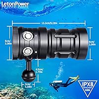 Vista 4 de Luz de buceo Turbo SX, 11000 lúmenes, luz de video subacuática de 328.1 ft, linterna de buceo, luz de buceo, linterna impermeable con para deportes