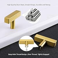 Vista 3 de goldenwarm LS1212GD - Paquete de 10 pomos de latón cepillado para cajones, manijas doradas para cajones de cocina, accesorios de baño