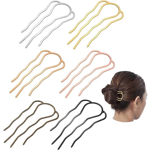 6 pinzas de horquilla para el cabello, 3.425 in, peine lateral para el cabello, 4 puntas, pasadores de horquilla de aleación, pinzas para el cabello