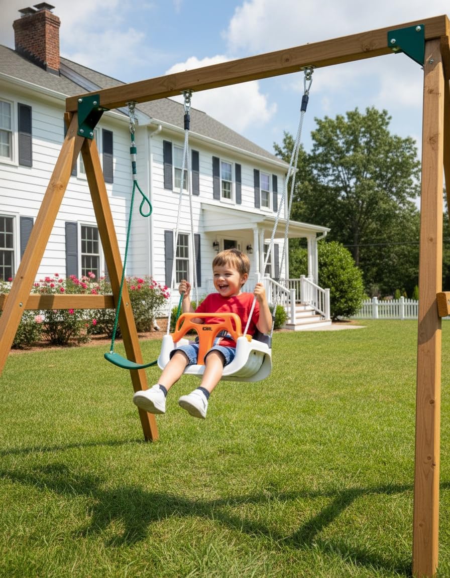 COIL Columpio para niños Columpio para bebés Columpio 3 en 1 para exteriores Columpio ajustable para niños Interior con respaldo Columpio para niños Columpio para niños