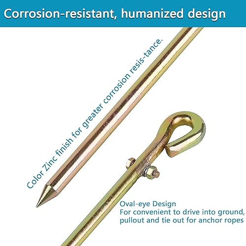 Miniatura 4 de Varilla de tierra portátil - Pasador de tierra con terminal de cable de tierra  Ideal para cercas eléctricas, Fenerador, antenas, parabólicas,