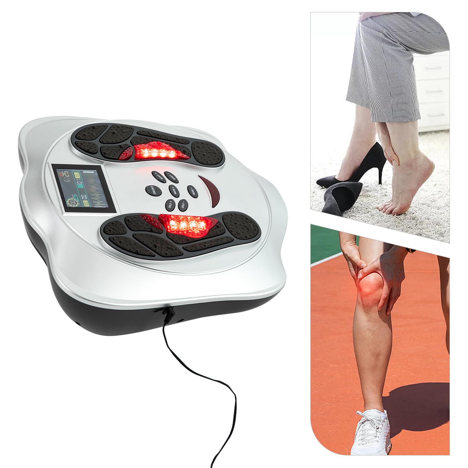 Durchblutungs-Stimulator Beine, Rotlichtbestrahlung Durchblutungsstimulator, 99 Stufen der Massageintensität 25 Simulationstechniken Fussmassagegerät, Foot Massager mit 4 Elektrodenblatt