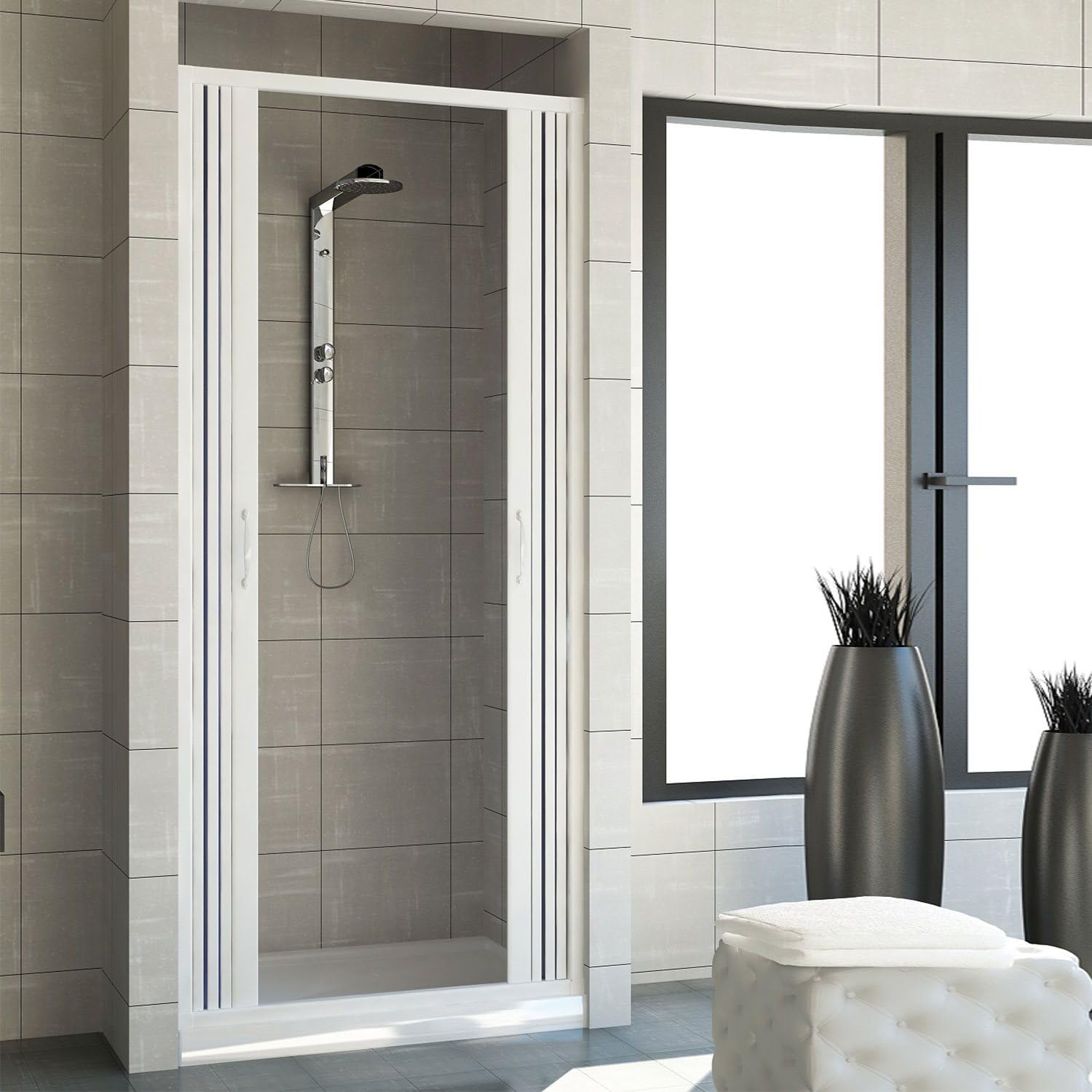 ROLLPLAST PINTO Puerta de Ducha 140 CM de PVC Mod. Vergine con Apertura Central