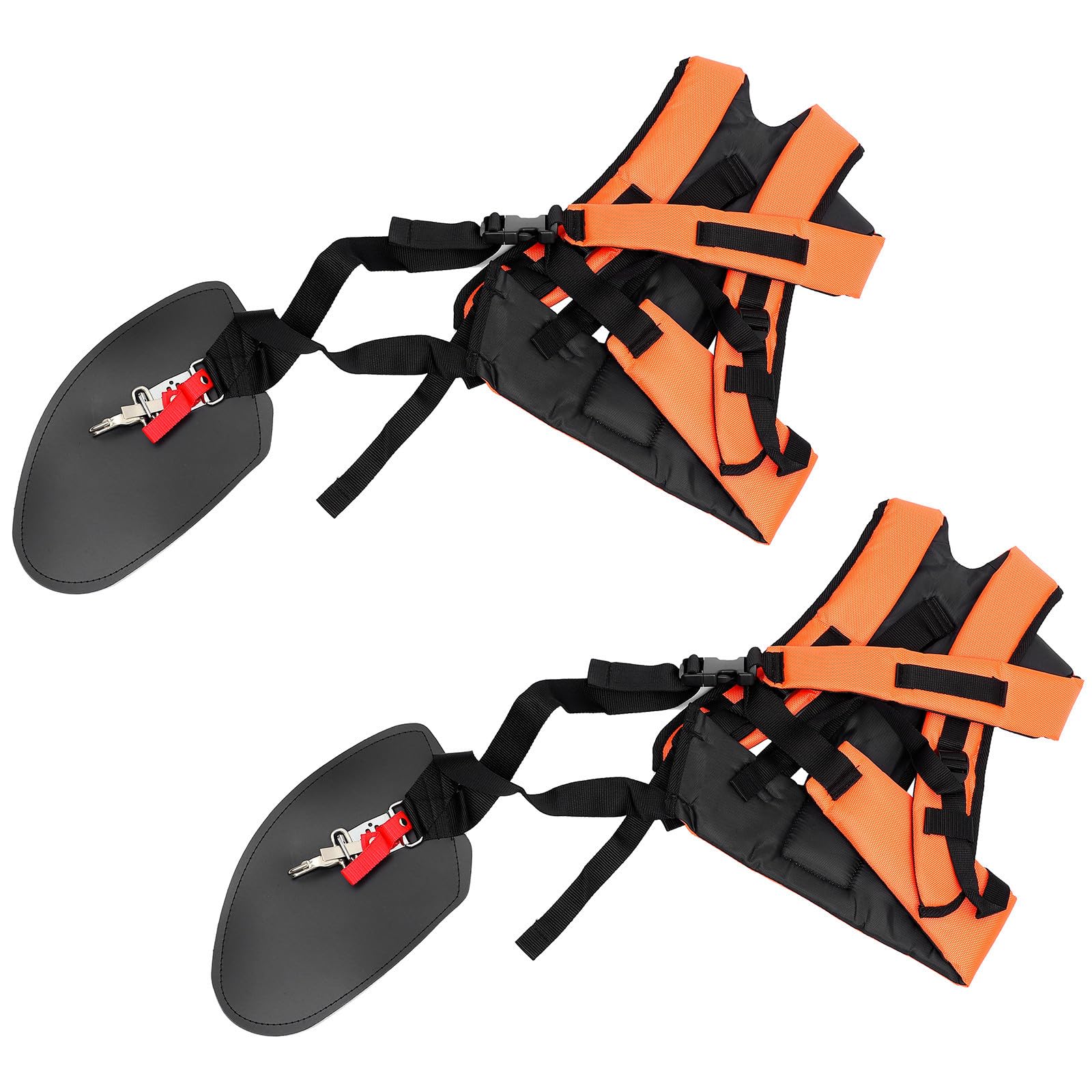 2 Pezzi Imbracatura Decespugliatore Doppia Tracolla Imbottita Arancia e Acciaio Inossidabile per Distribuzione Carico e Uso Confortevole in Giardinaggio