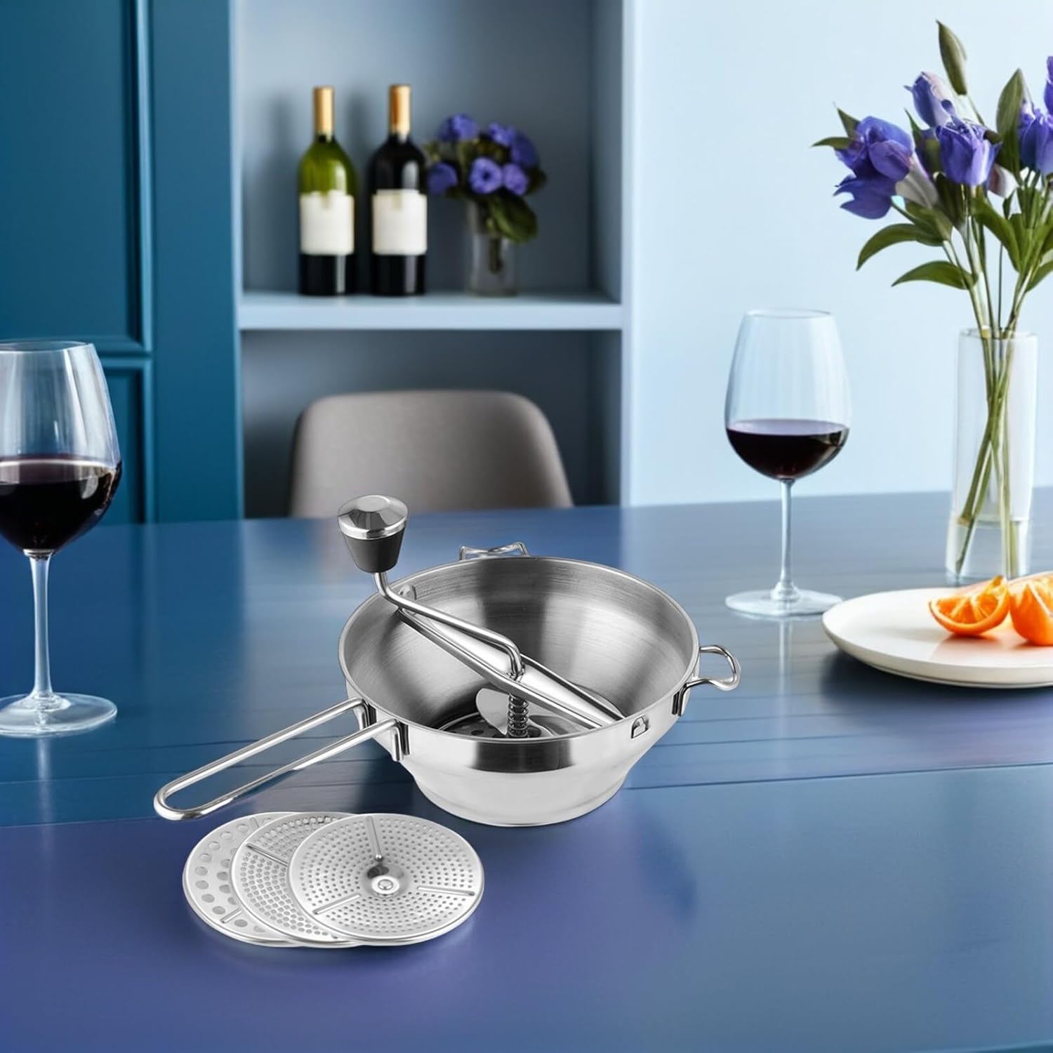 Mobestech Premium Stainless Steel Potato Ricer Food Masher with Comfortable Non-slip Handle Kitchen Masher for Vegetables and Fruits Multifunctional Household Food Press Tool