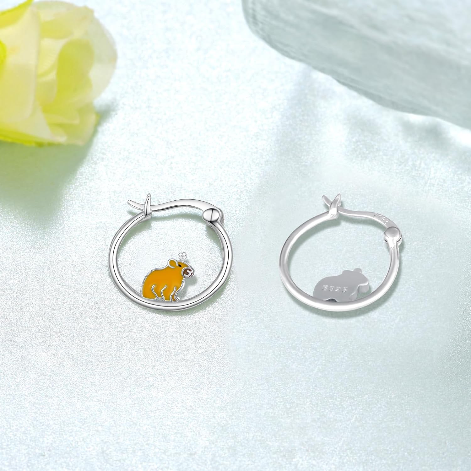 Capybara Gifts 925 Sterling Silver Cute Capybara Earrings for Women Animal Earrings Gifts for Women - Image 3