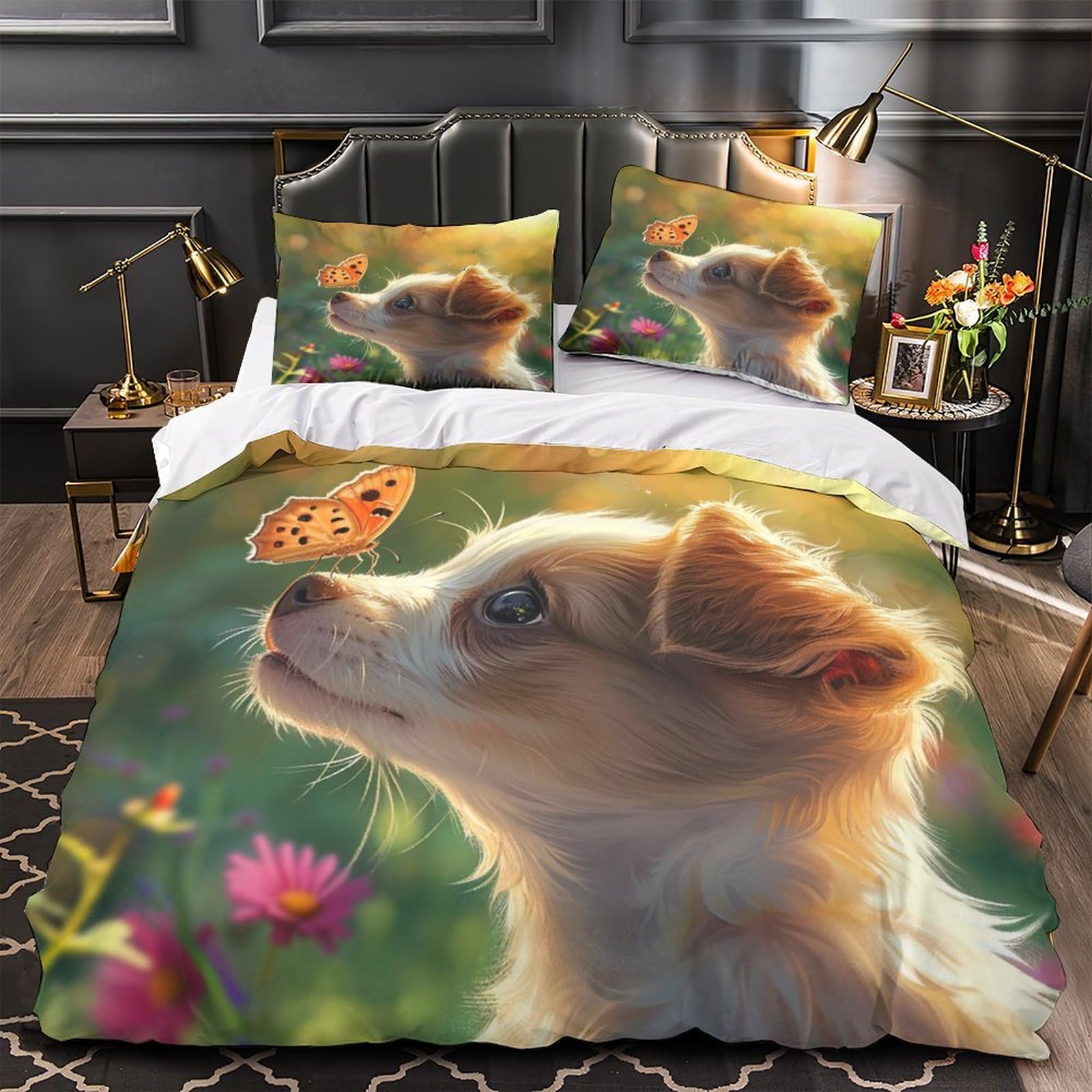 Housse de couette chiot mignon ultra douce en microfibre pour éliminer les draps rêches au lit