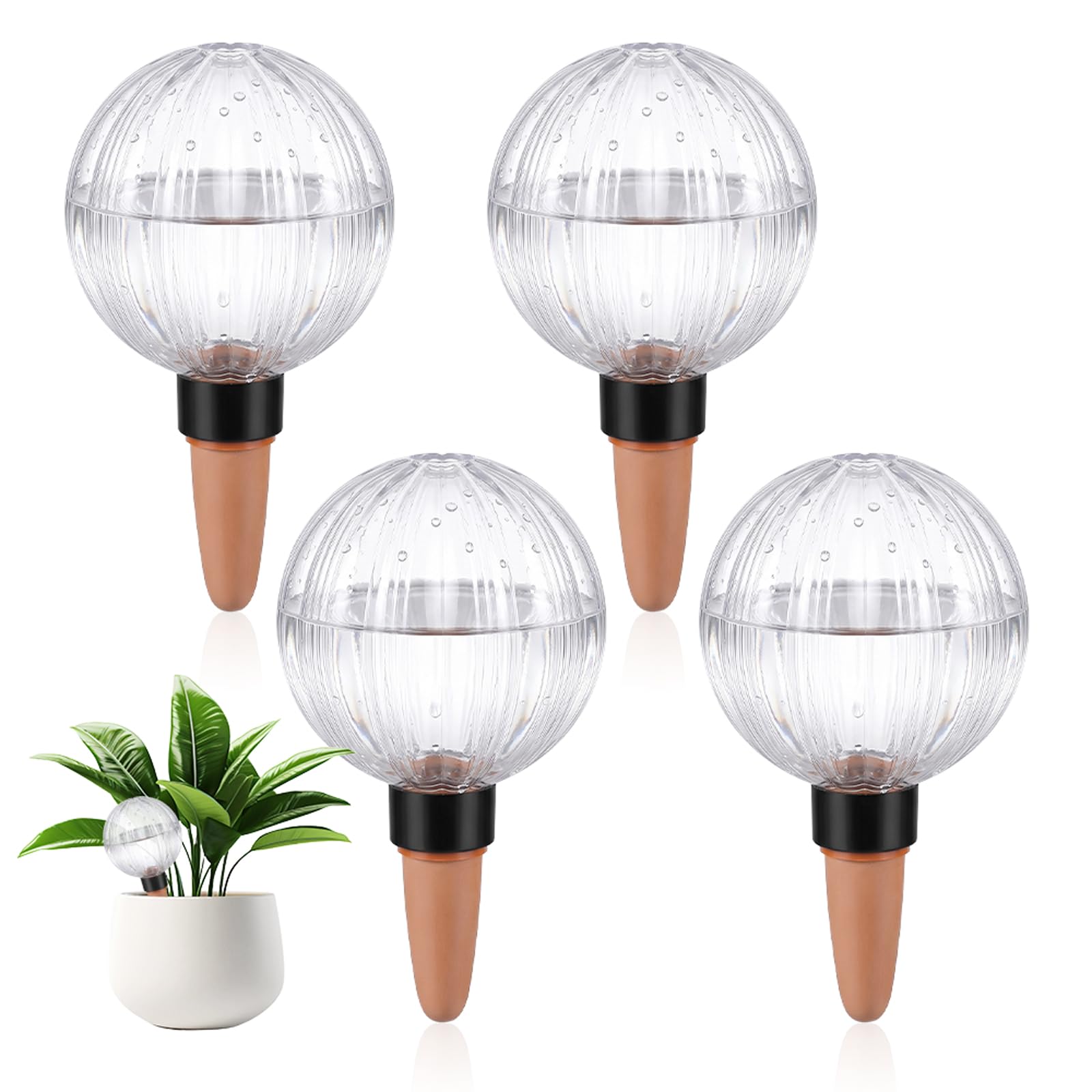 Globes d'Arrosage pour Plantes,4 Pièces 500ML Arrosage Plante Vacances, Arrosage Automatique Interieur Cône d'Arrosage, Goute a Goute Arrosage Plante Interieur pour Bureau Voyage Vacances