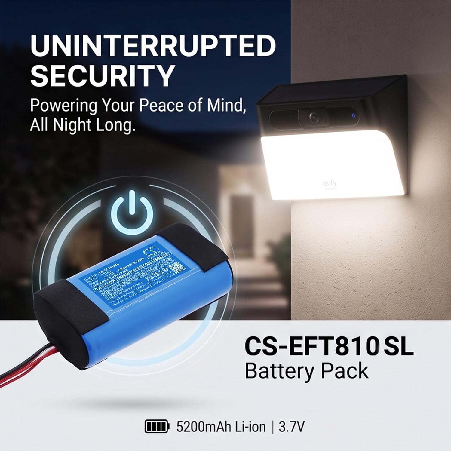 Battery for Eufy S120 Solar Wall Light Cam,Security Solar Wall Light Cam S120, T81A0 PN:Eufy T81A0 5200mAh