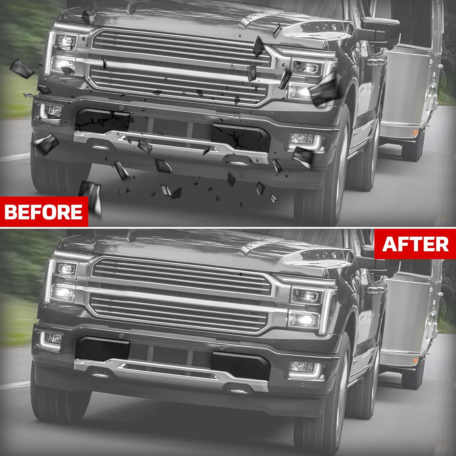 Front Bumper Guards Pads for Ford F150 2024 2025, Front Left Driver & Right Passenger Side Bumper Guard Pad Cap Inserts End Cover for Ford F150 2024 2025 Accessories