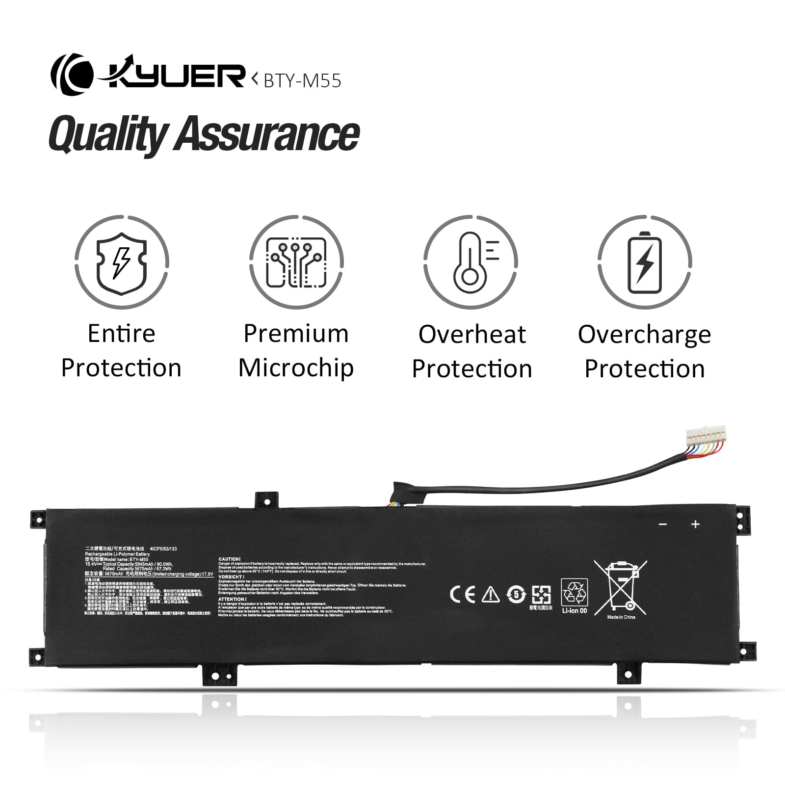K KYUER 90Wh BTY-M55 Batería para MSI Alpha 15 17 B5EEK Pulse 15 B13VFK B13VGK Pulse GL66 GL76 12UGK 12UGSZOK 12UGSZK 12UGOK Crosshair 15 17 B12UGZ B12UGZO B12UGSZ B12UGSZO Crosshair 15 R6E B12UGZ