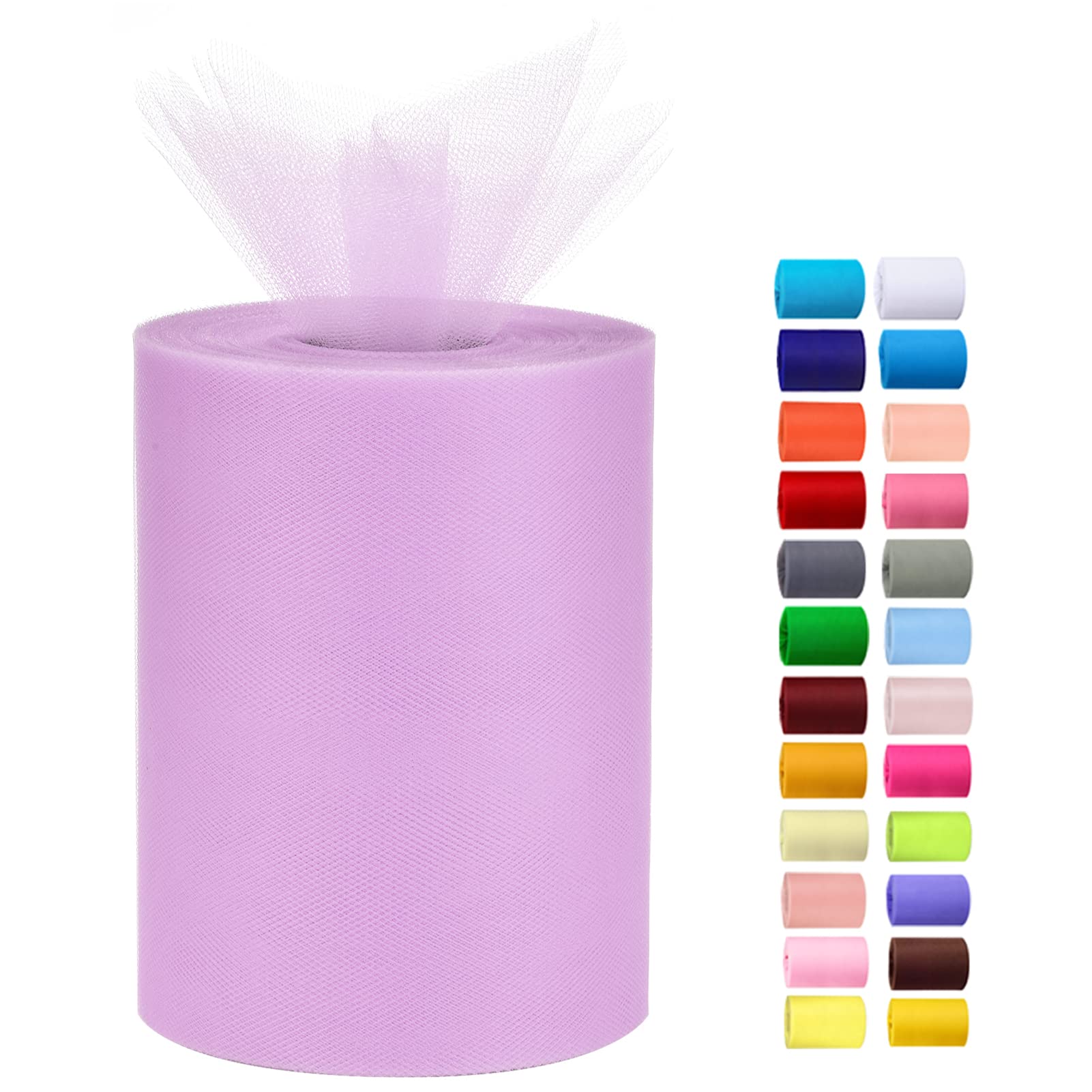 Tulle Rolls 6” by 100 Yards (300 feet) Tulle Roll Spool Fabric for DIY Tutu Skirts Wedding Baby Shower Crafts Decorations Party Supplies (White) — view 24