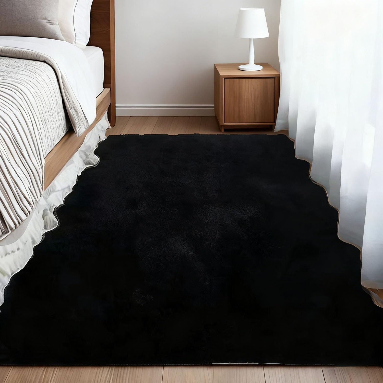 Jeu Antidérapant Tapis 220 x 250 cm Moelleux et Lavable Tapis Salon Shaggy Chambre Doux - Antidérapant - Lavable pour Chambre à Coucher Salon Couloir, Noir
