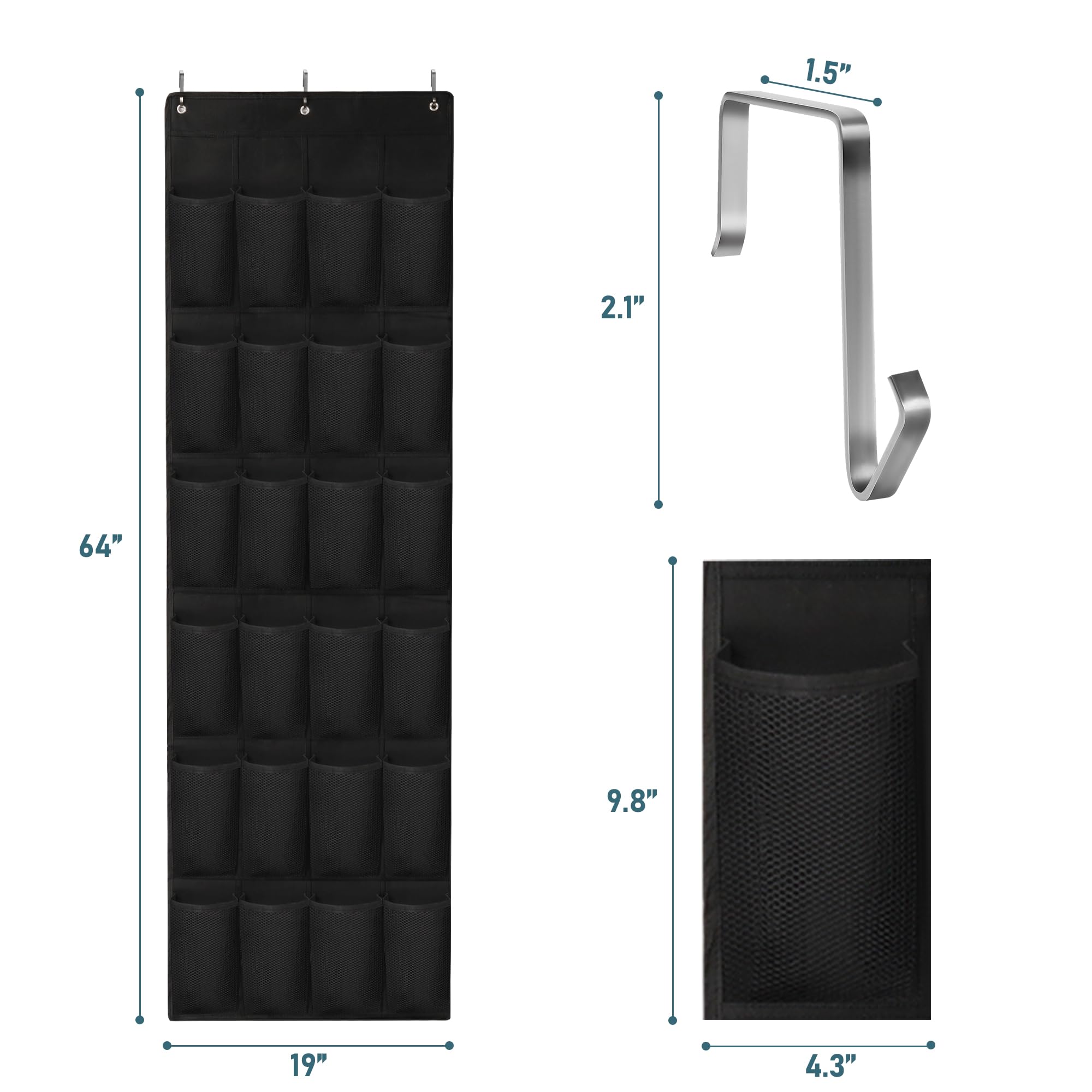 Organizador de zapatos para colgar sobre la puerta con 24 bolsillos grandes, armarios para colgar soluciones mejoradas, armarios de zapatos para todos