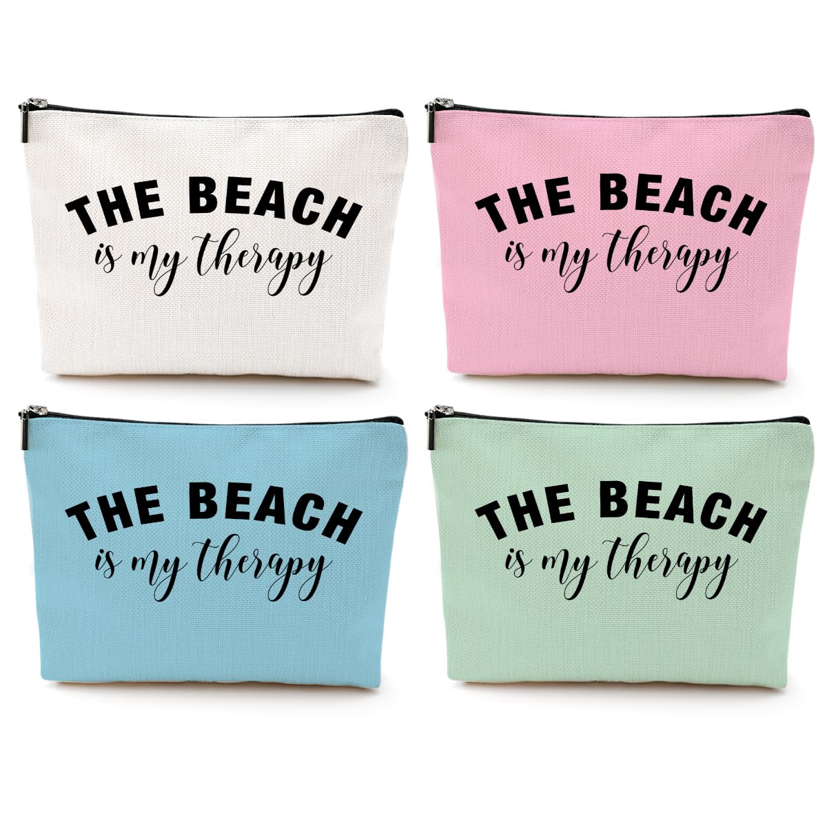 4PCS Beach Vacation Essentials Accessories Makeup Bag, Cute Cosmetic Bags for Women, Travel Toiletry Bag Girls Trip Weekend Beach Gifts for Women
