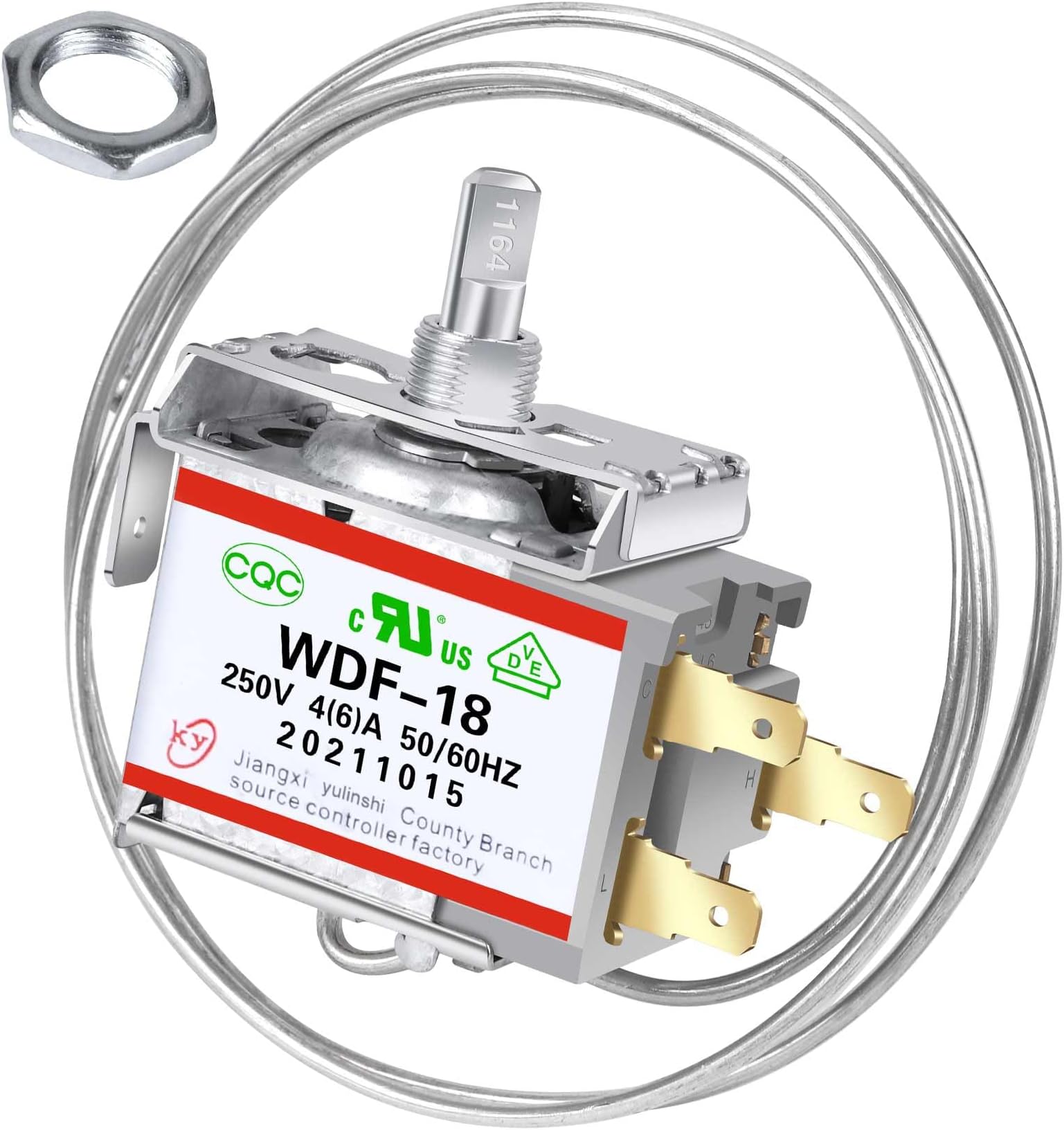 Mini Fridge Thermostat, 3 Pin Screw Mount Universal WDF-18 Refrigerator Thermostat 250V Compatible with 110V 4(6) A 50/60Hz Three Quality certifications Fridge Thermostat Controller