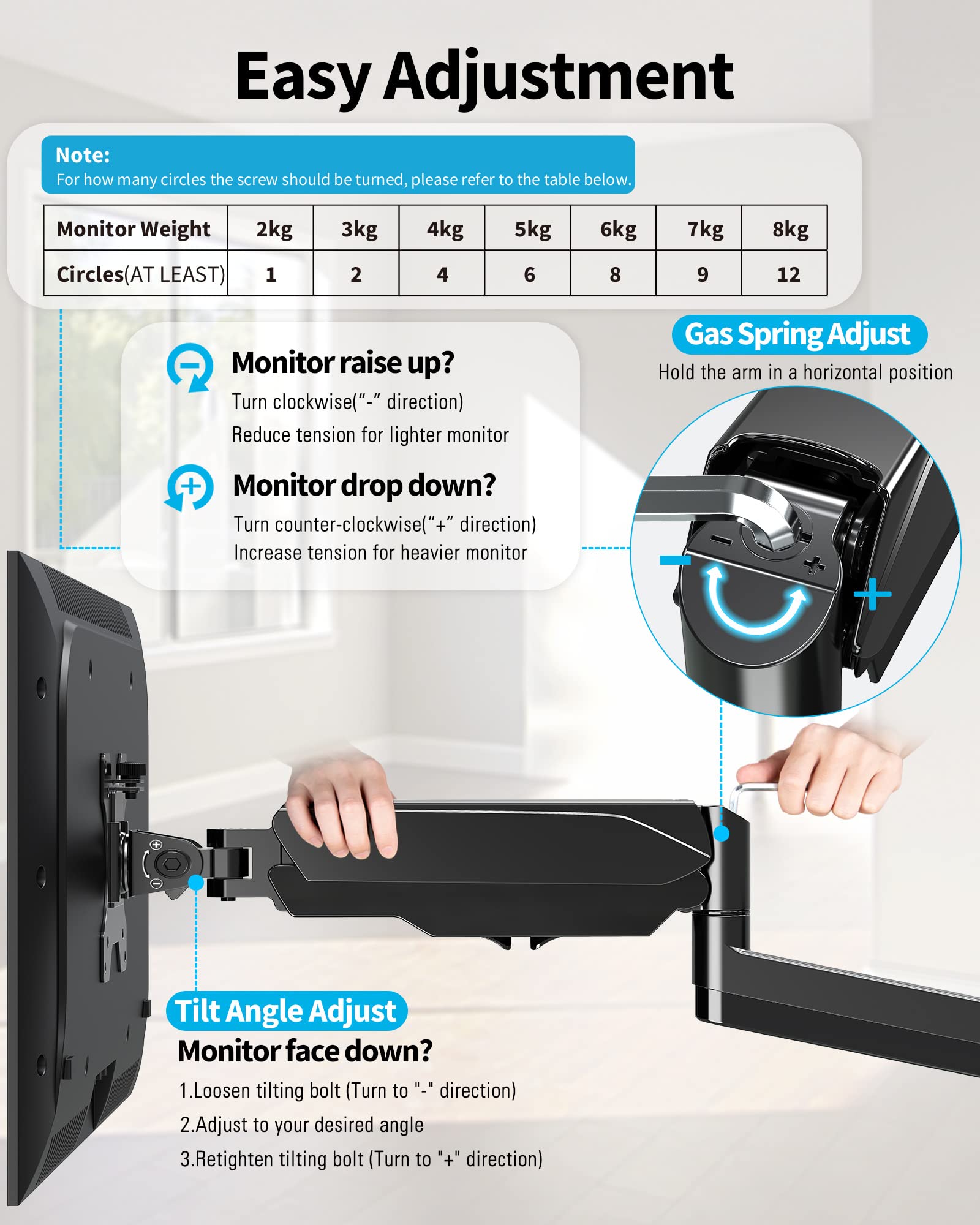 HILLPORT 10-32 Soporte Monitor Wall Mount Screen Aluminum PC Good Gas  Spring Air Press Arm Stand TV Wall Bracket Holder W3