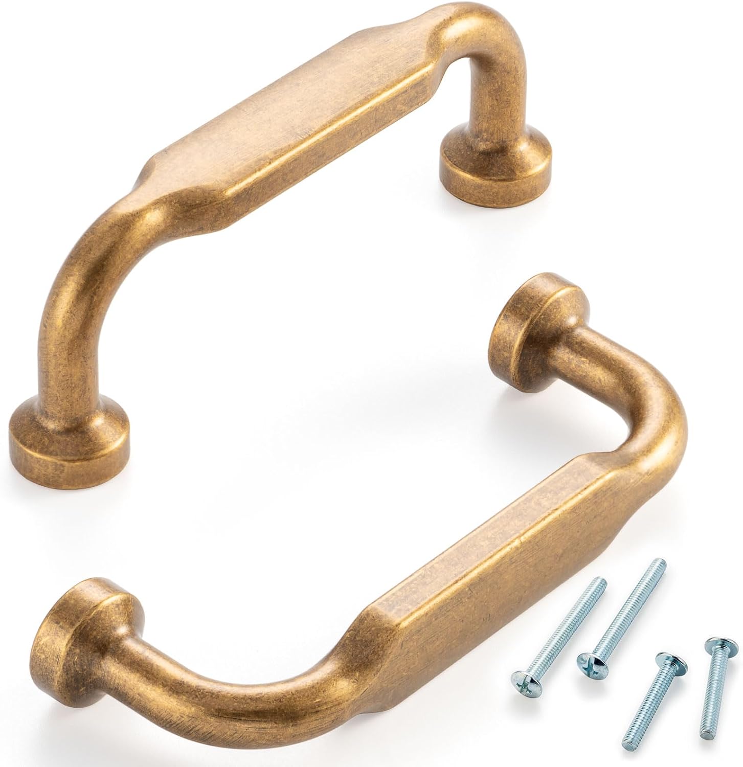 10 Pack 3 Inch Hole Centers, Antique Brass Cabinet Pulls Vintage Brass Cabinet Handles Brass Kitchen Hardware for Cabinets ZP2302 Drawer Bedroom Dresser Bathroom Vanity Cupboard