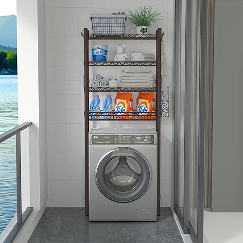 Miniatura 7 de Estante de almacenamiento sobre el inodoro, organizador de baño de 4 niveles, estantes de almacenamiento sobre el inodoro, ajustable sobre el