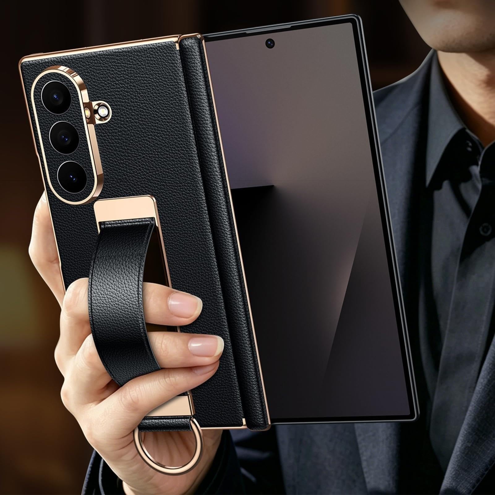 Custodia Per Samsung Galaxy Z Fold 8 Ultra, Pelle Vera Placcatura Case