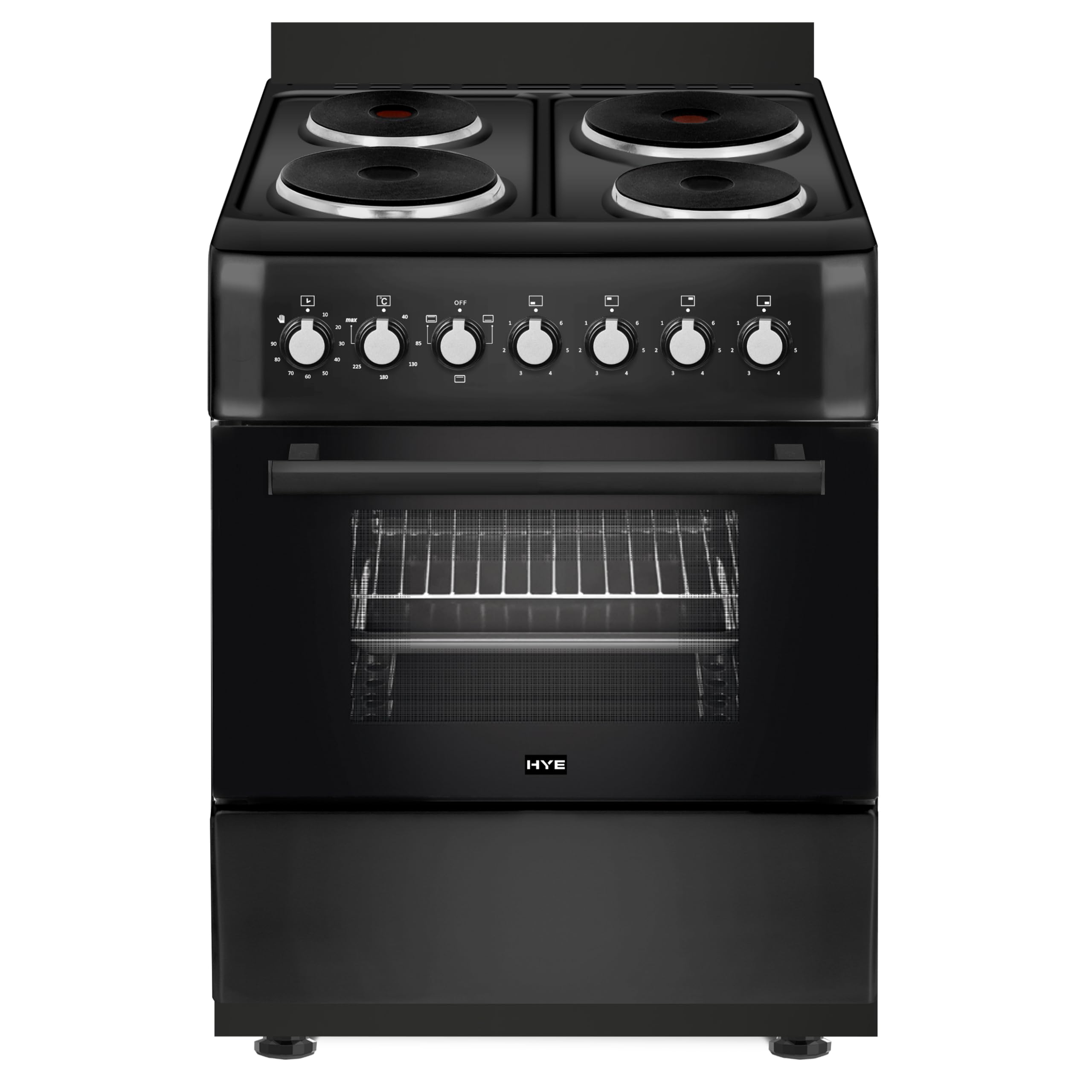 HYE Cooker - Gas Cooker With 4 Gas Burners, 62L Electric Oven, 60cm Width, Modern Freestanding Design, White, Ideal For Family Homes - C01FS60G17W — view 12