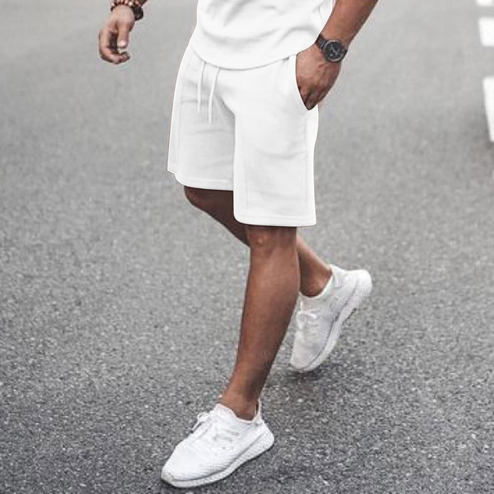 Homme Ensemble Chemises Hauts à Manches Courtes Mode 2 Pièce Survêtement Jogging Été T-Shirt Chemisette et Shorts Couleur Unie Tenue de Sport Sportswear Grande Taille pour Vacance Loisir