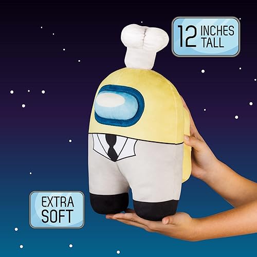 Miniatura 5 de P.M.I. Muñeco de peluche de Among Us  Compañero de tripulación amarillo con sombrero de chef, 8 pulgadas, coleccionable de Among Us, juguetes