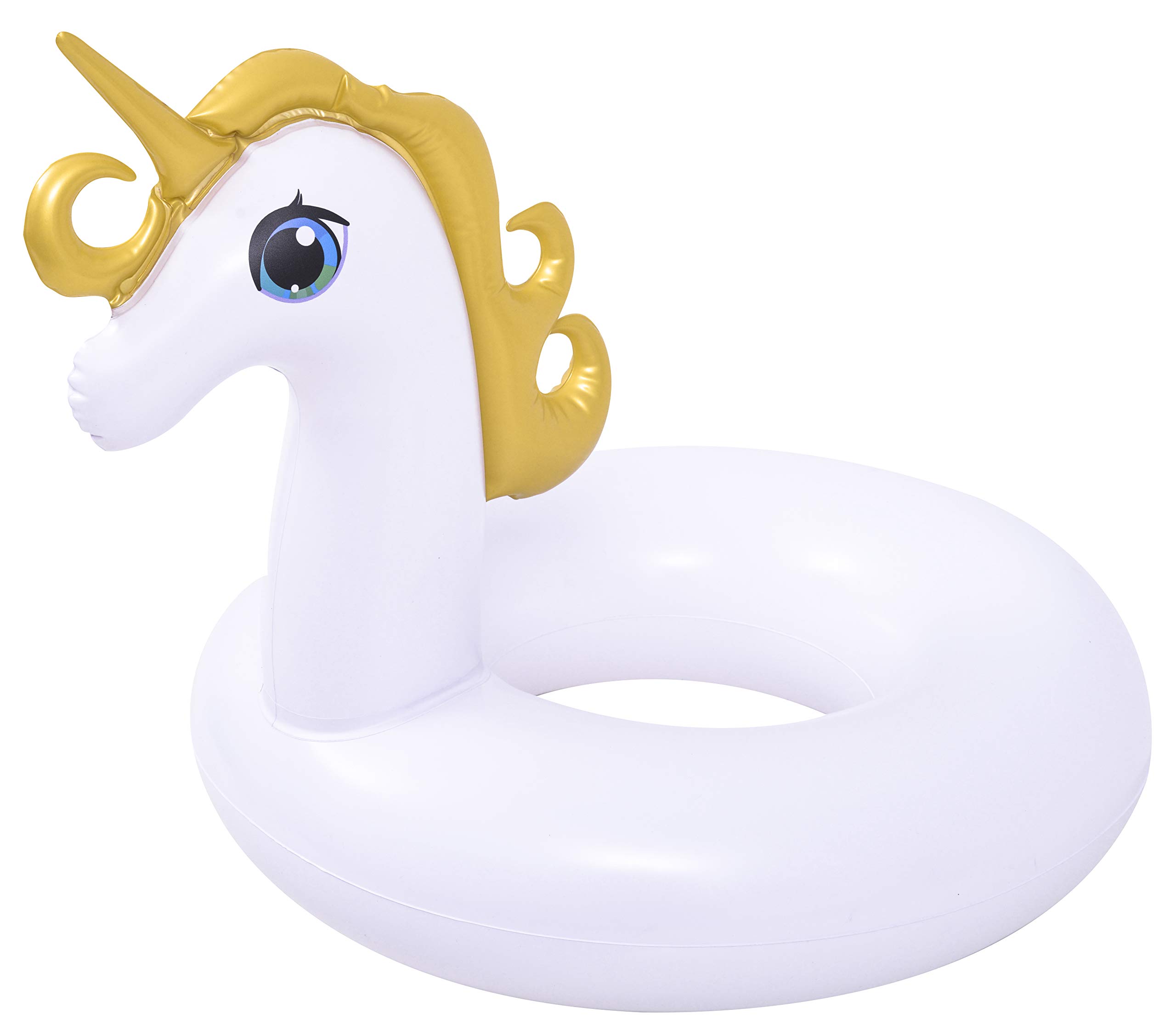 Pullach Hof Unicorn Swimming Ring Diameter Approx. 55 cm Unicorn Swimming Ring with Golden Mane Summer Bathing Swimming Pool