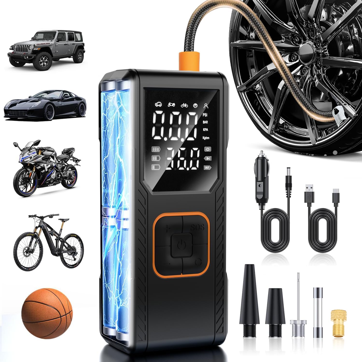 Portable Tire Inflator - Fast & Cordless Air Pump -1 Portable Tire Inflator - Fast & Cordless Air Pump -1