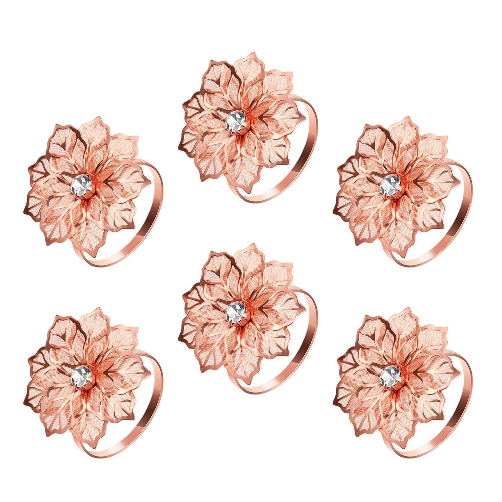 Of 6 Sturdy Alloy Napkin Rings with Faux Rhinestones for Formal Dinners Celebration and Home Decoration Elegant Table Setting