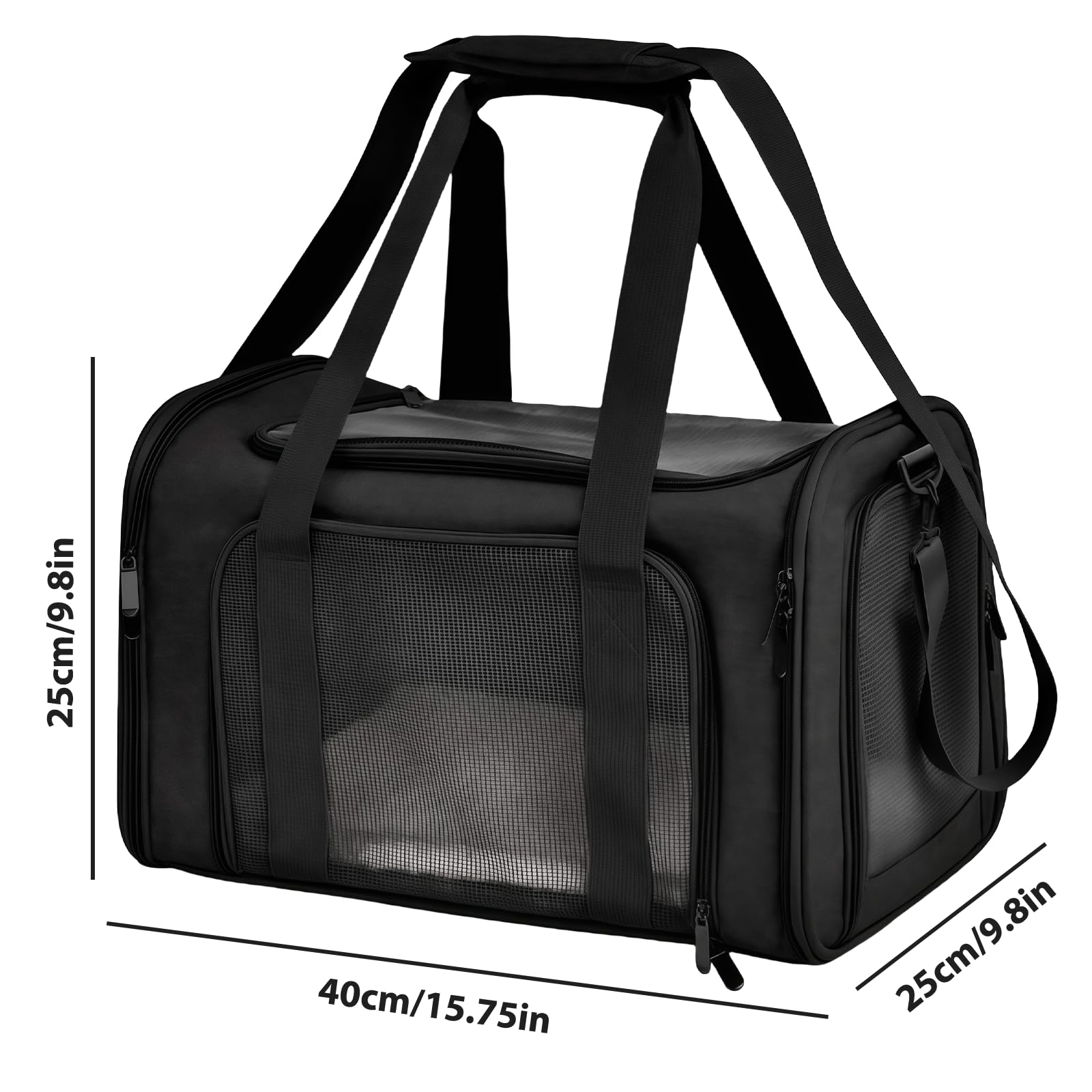 40 x 25 x 25 cm. Caja de transporte para perros: bolsa de viaje plegable para cachorros, caja de transporte de perros suave con correa interior, con malla transpirable para accesorios de viaje