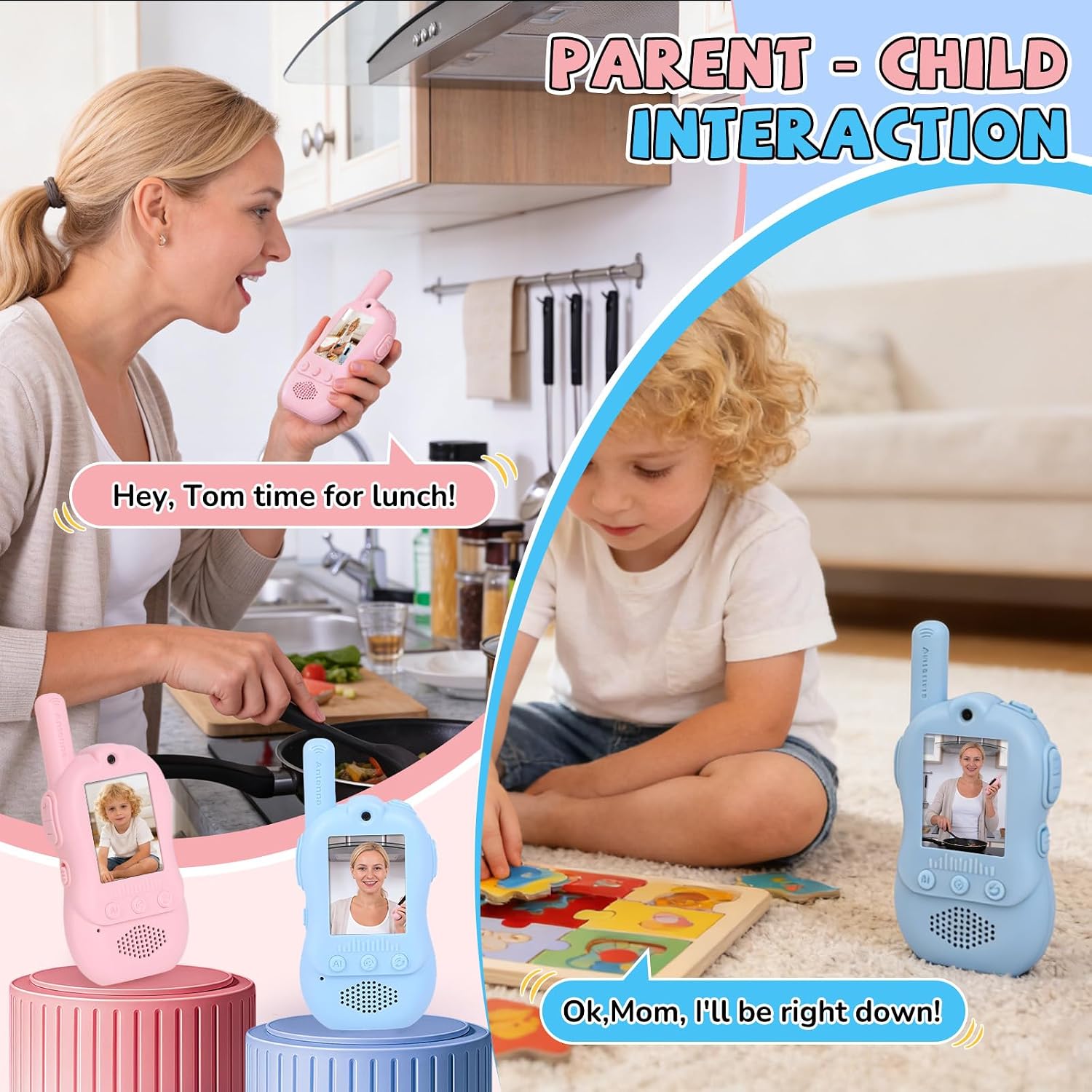 Video Walkie Talkies for Kids with 4 Voice Changers & 3 Video Uniforms, 2 Way Radio with Camera & Video Call, USB C Rechargeable, Includes 4 DIY Stickers, Birthday Toys Gifts for Boys Girls Ages 3-12